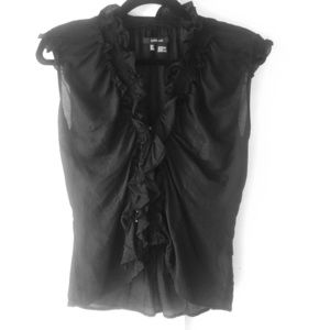 Cotton and Silk Sleeveless ruffle blouse